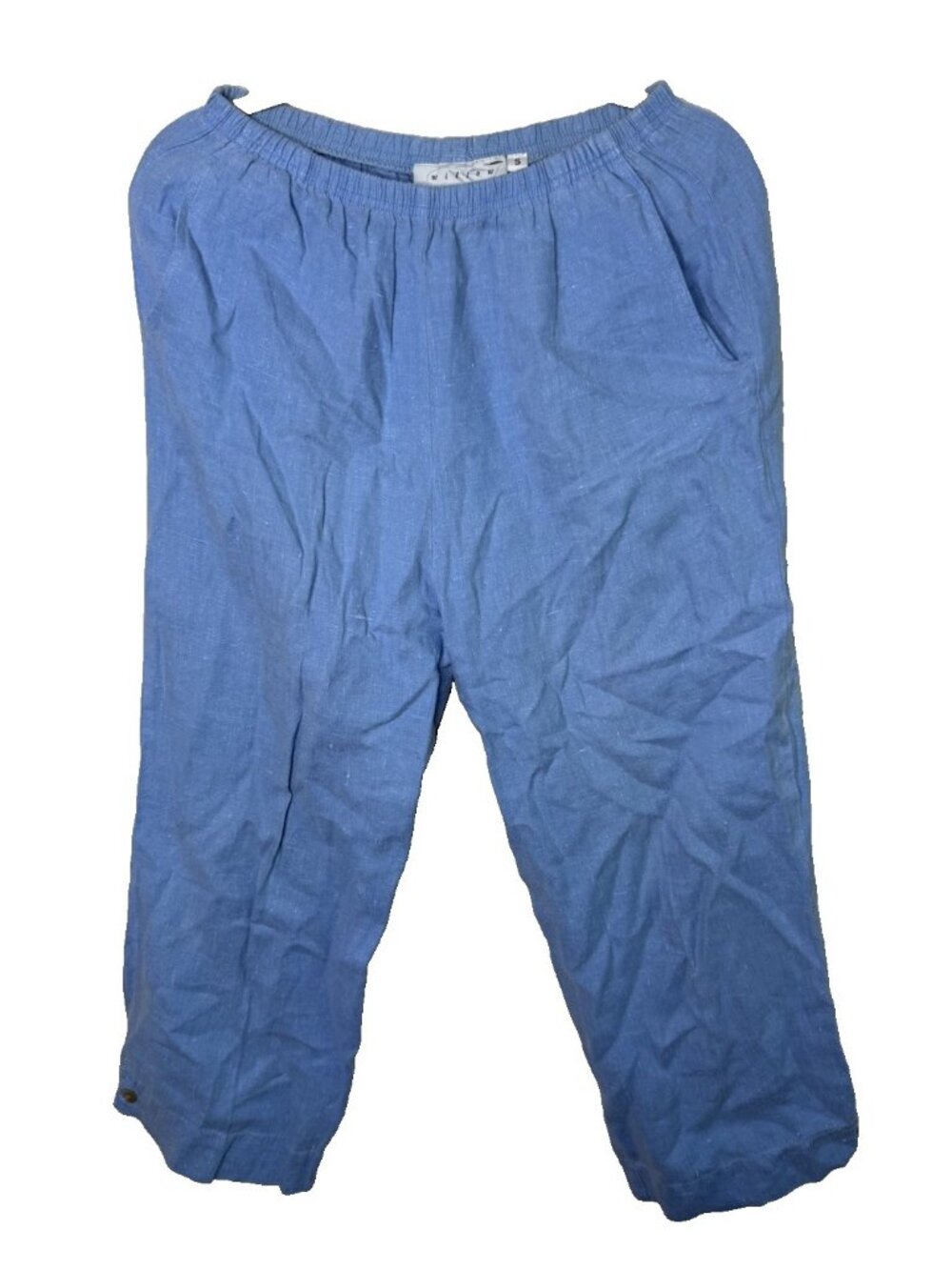 Vintage 90s Willow Linen Pants Pull On Gauzy Cropped Lagenlook Small USA